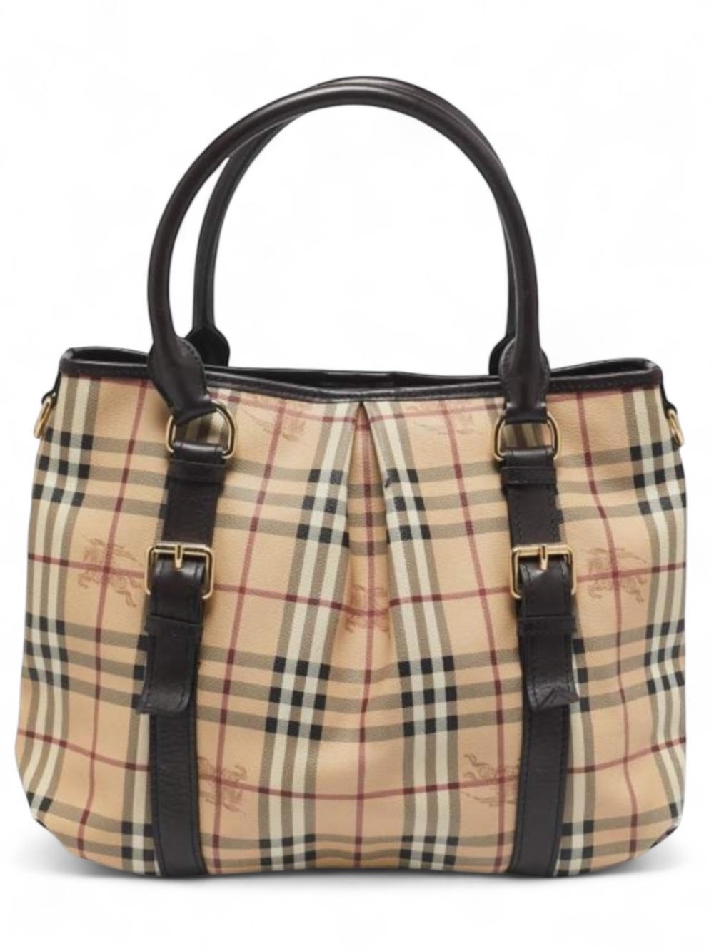 Burberry Tan and Black Plaid Haymarket Large Northfield Tote Bag